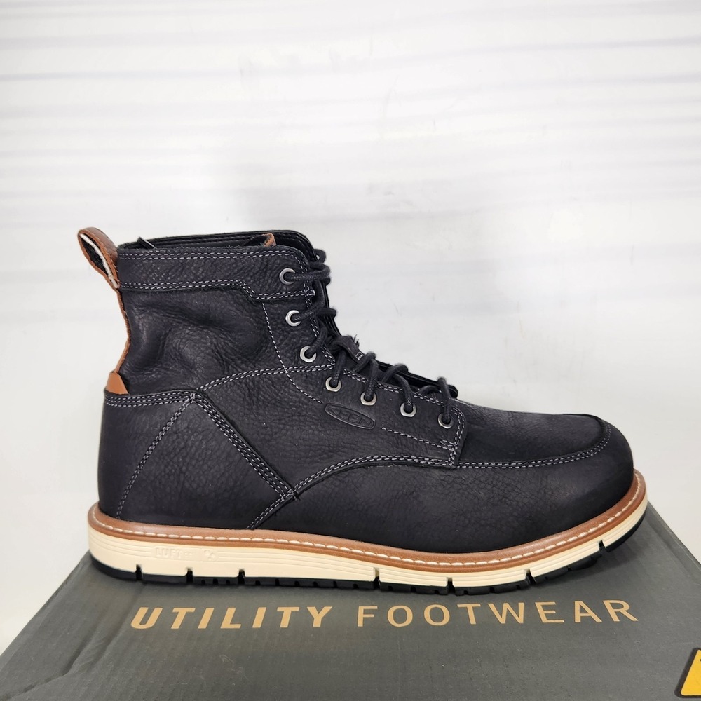 Keen San Jose 6" Work Boot Men Size 13 Black Aluminum Toe Leather EH Safety